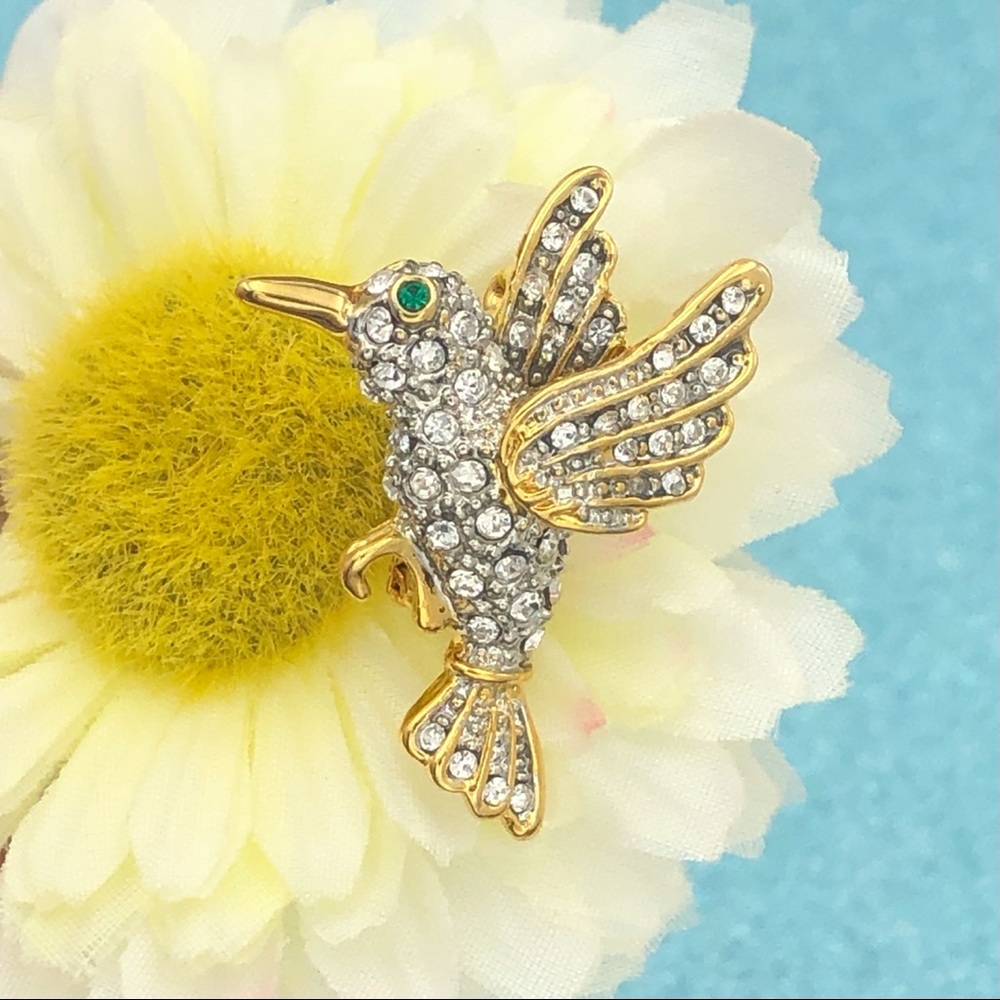 🌼 Rhinestone Hummingbird lapel Pin Brooch